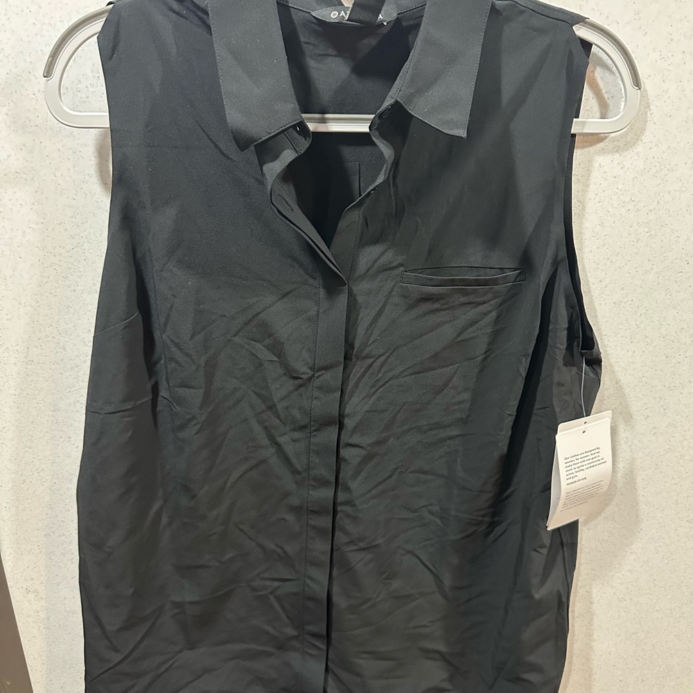 Athleta Urbanite II Tank, NWT Black Sleeveless Button-Up Shirt, XL